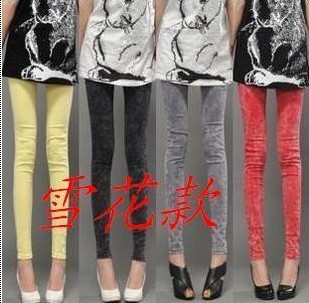 2013 0118985 fashion candy color slim elastic denim pencil pants trousers