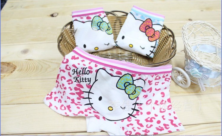 2013 12 PCS free shipping  Cartoon cat lycra cotton children underwear, children boxer cute cartoon pants wholesale