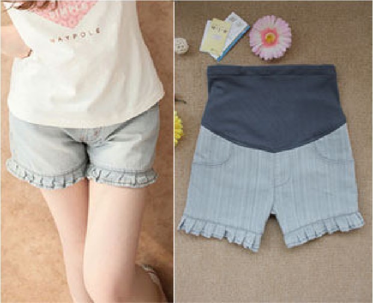 2013 2013 maternity shorts summer ruffle hem maternity denim knee-length pants capris maternity summer 032 women pants