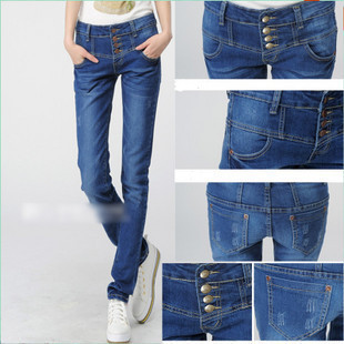 2013 432388 slim legs blue high waist pencil leg jeans trousers