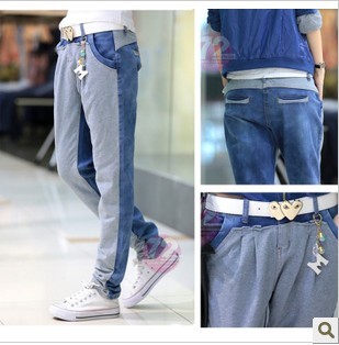 2013 436188 casual fashion personality patchwork harem pants jeans trousers