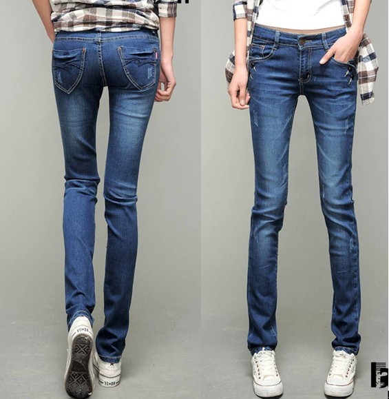 2013 47188 slim legs blue denim trousers skinny pants pencil pants