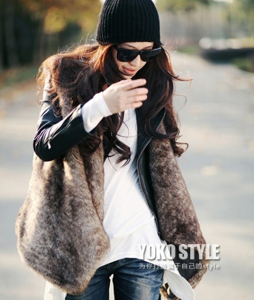 2013 5036  autumn and winter brief leopard print vest cardigan fur coat Free shipping