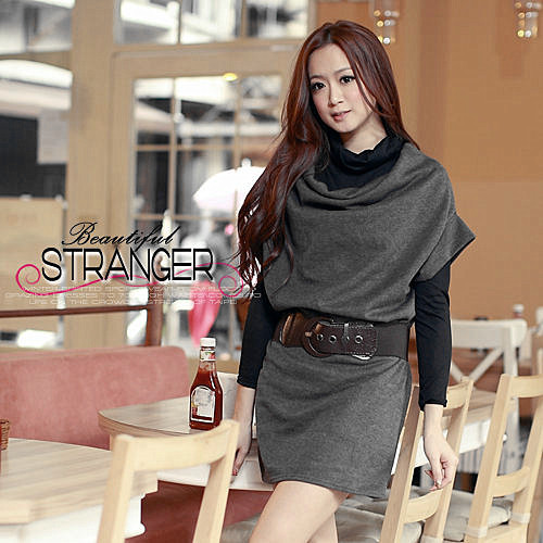 2013 5916 spring and autumn women's retrorse cuff t dress leather