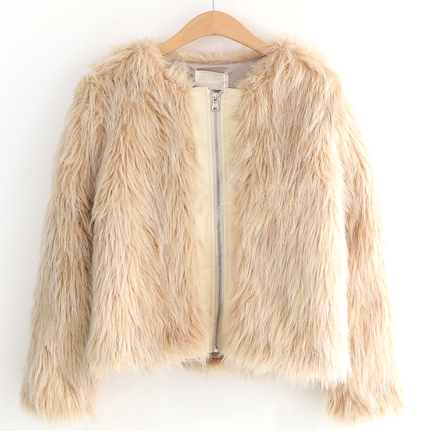 2013 A small 00748 winter female long-sleeve fur plain all-match short design outerwear 710g free shipping