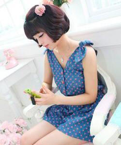 2013 A5223 2012 polka dot slim bow spaghetti strap denim jumpsuit