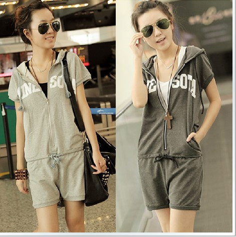 2013 A758 summer 2012 women's print zipper letter casual jumpsuit