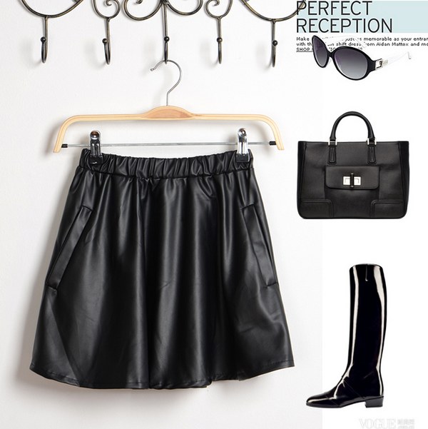 2013 all-match leather small short skirt