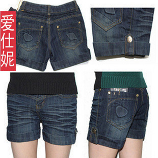 2013 all-match roll-up hem plus size loose denim shorts mm denim shorts female