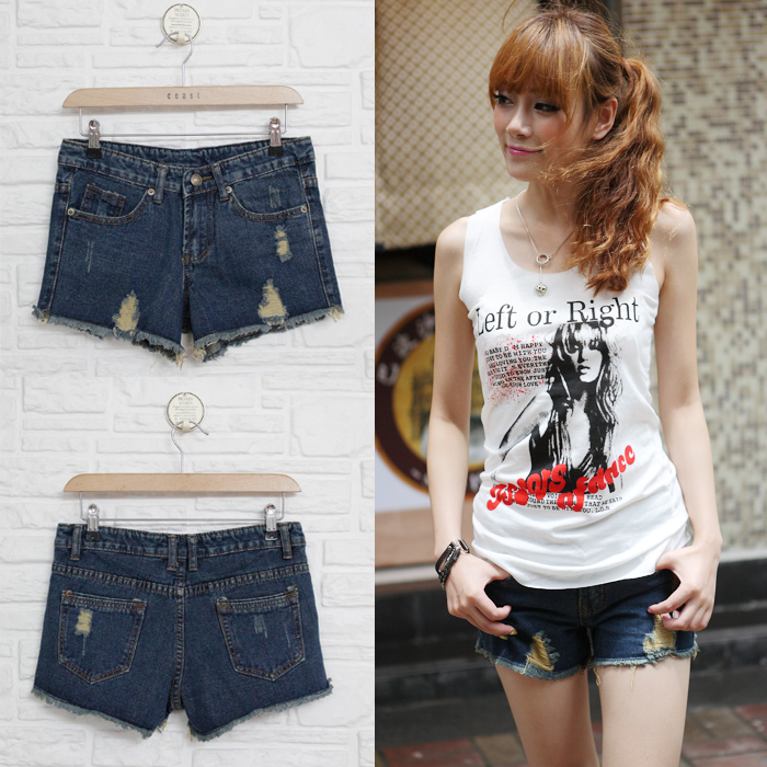 2013 arbitraging distrressed all-match loose denim shorts women jeans