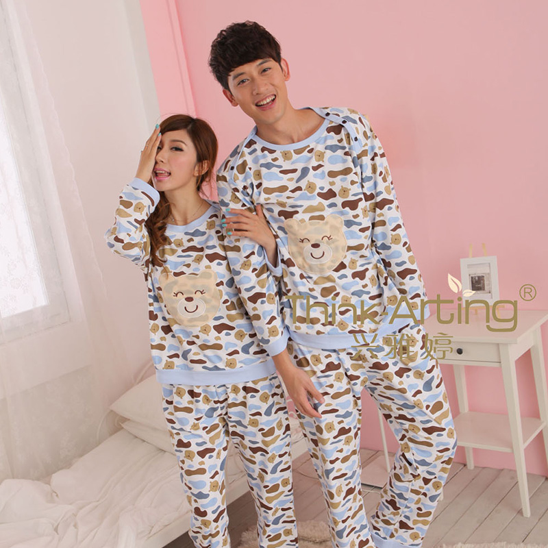 2013 at home service lovers long-sleeve spring lounge 100% cotton sleep set Free delivery