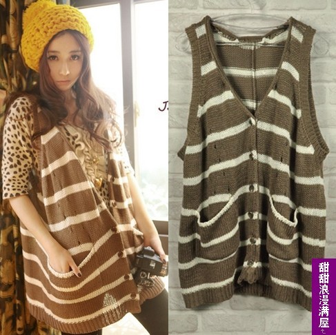 2013 autumn and winter 88204 100% medium-long cotton loose sweater outerwear sweater vest high quality