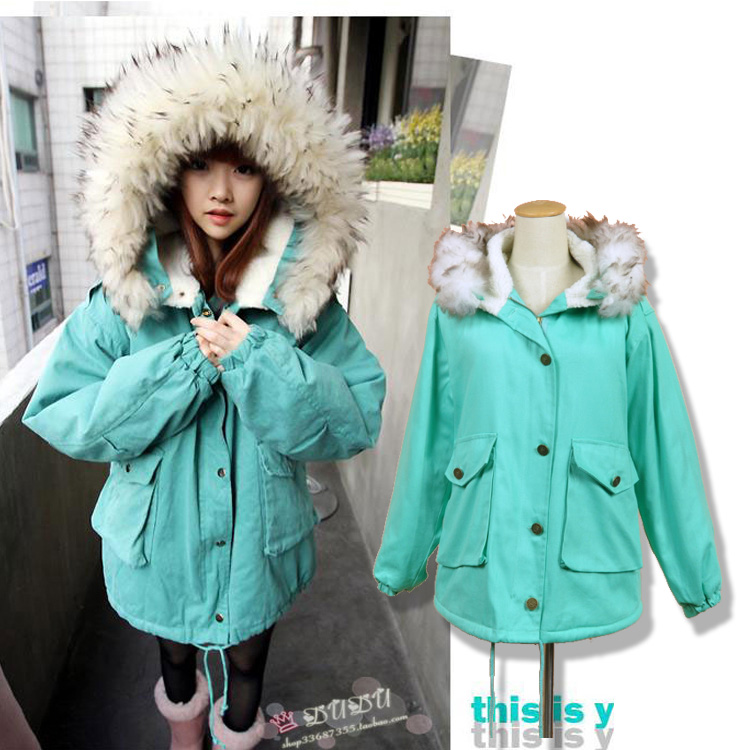 2013 autumn and winter 889100 large fur collar hooded berber fleece liner thermal wadded jacket cotton-padded jacket