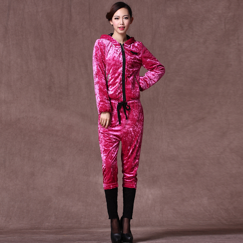 2013 autumn and winter fashion velvet outerwear velvet trousers twinset yn29