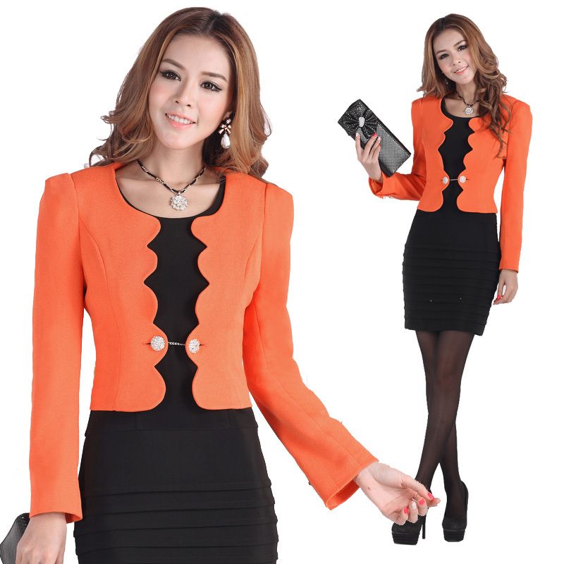 2013 autumn and winter fashion work wear women's orange outerwear career dress set slim autumn skirt