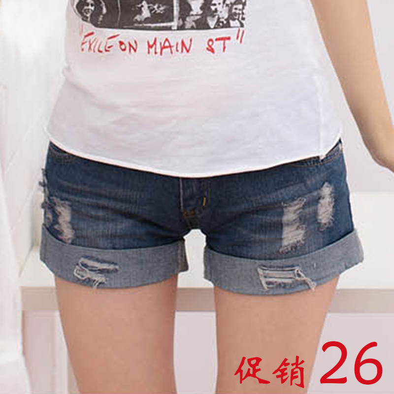 2013 autumn and winter loose roll-up women's hem denim shorts female summer women shorts hot