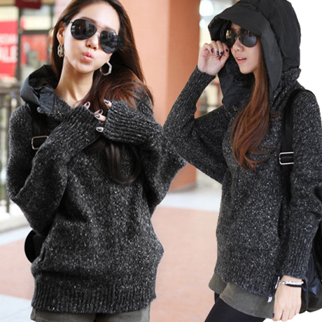 2013 autumn and winter new arrival bat sweater female loose thick yarn women's hooded