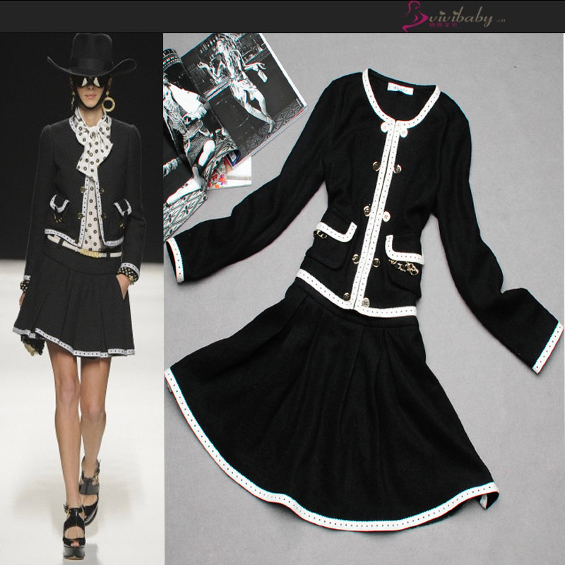 2013 autumn and winter new arrival women's fashion long-sleeve bust skirt set ol elegant slim woolen twinset