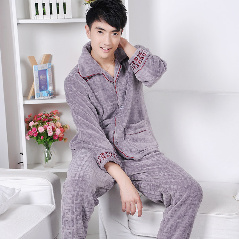 2013 autumn and winter noble thickening coral fleece sleepwear male long-sleeve casual lounge set