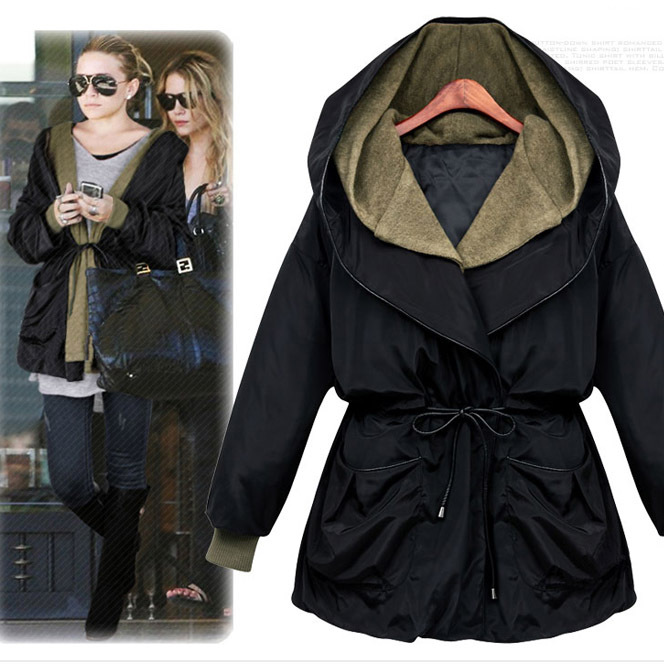 2013 autumn and winter overcoat casual wadded jacket all-match wadded jacket twinset women's casual outerwear with a hood