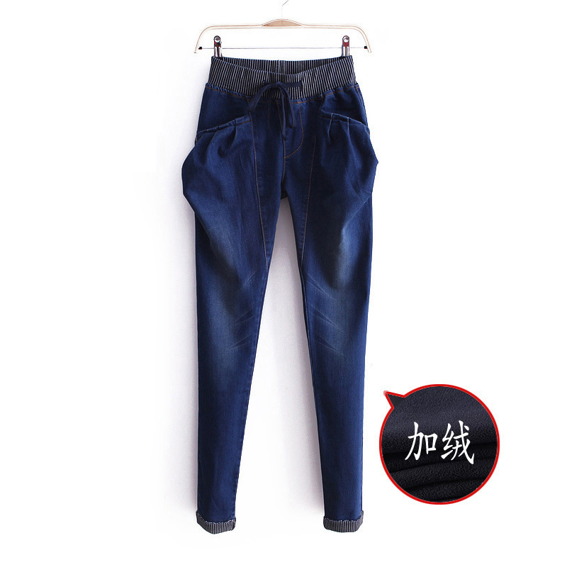 2013 autumn and winter plus velvet thickening pencil pants jeans female wk1437