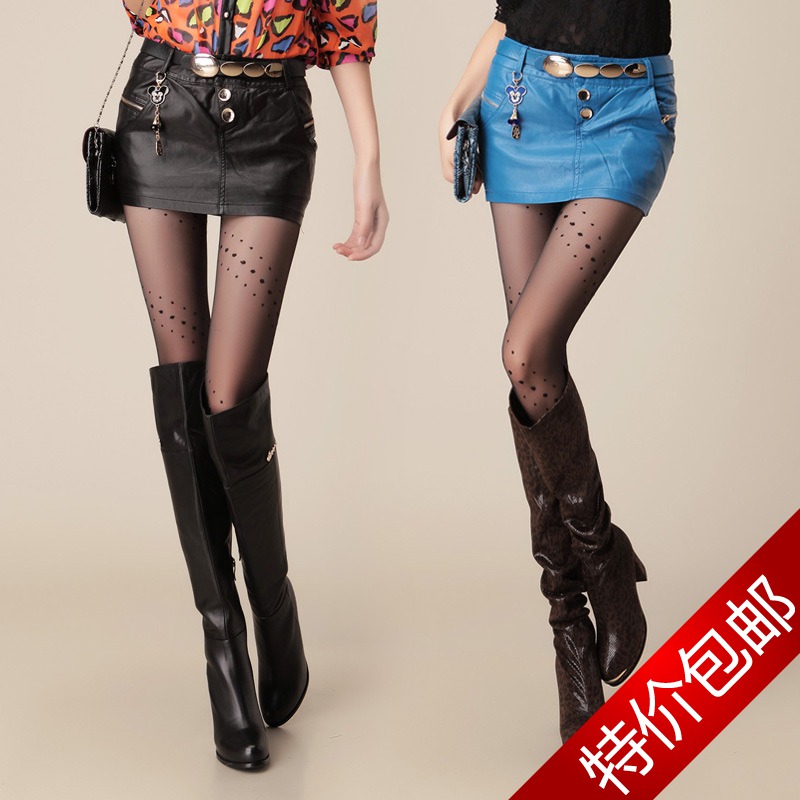 2013 autumn and winter slim PU short skirt zipper bag water washed leather short skirt bust skirt Free Shippping