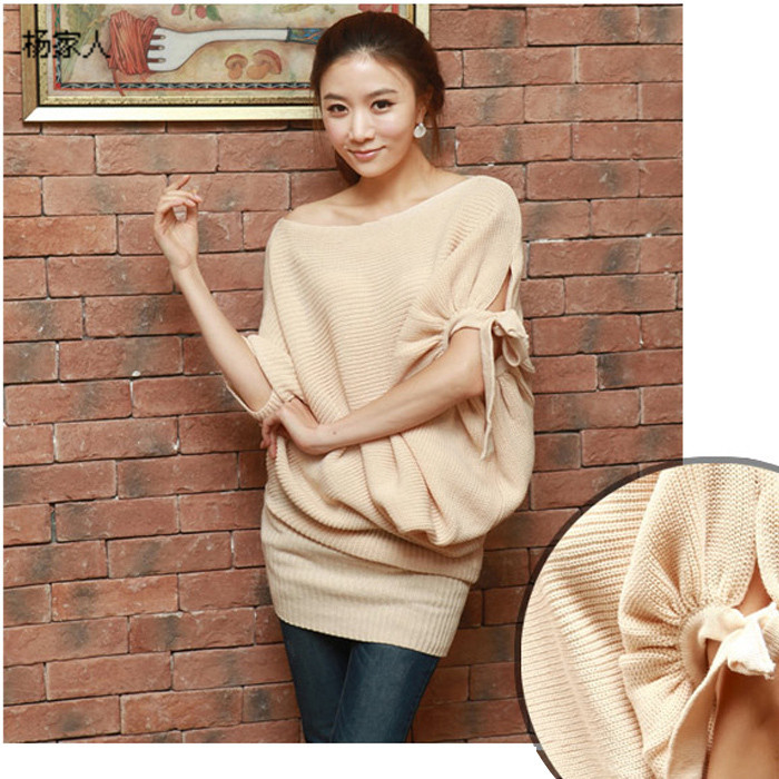 2013 autumn and winter slim short-sleeve irregular knitted top slim waist coarse knitted long design sweater outerwear