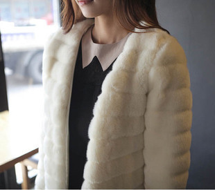 2013 autumn and winter the Korean version of the new Ms. Slim Leather grass female short paragraph striped rabbit fur coat