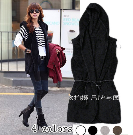 2013 autumn and winter women 104228 casual long design berber fleece hooded vest