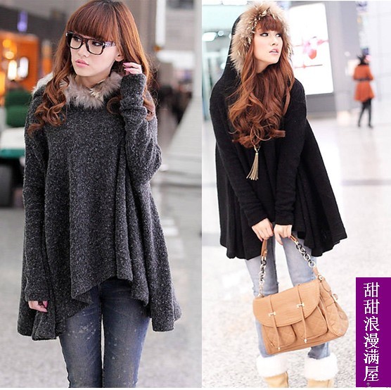 2013 autumn and winter women 131374 casual fashion brief batwing sleeve hooded sweater