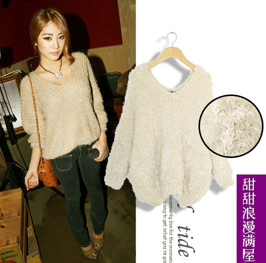 2013 autumn and winter women 202014 casual pine wool thermal loose sweater outerwear