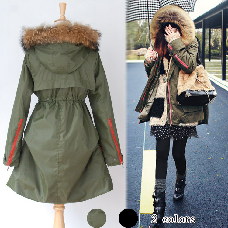 2013 autumn and winter women 21128 raccoon fur collar dovetail slim waist cotton-padded jacket wadded jacket cotton-padded