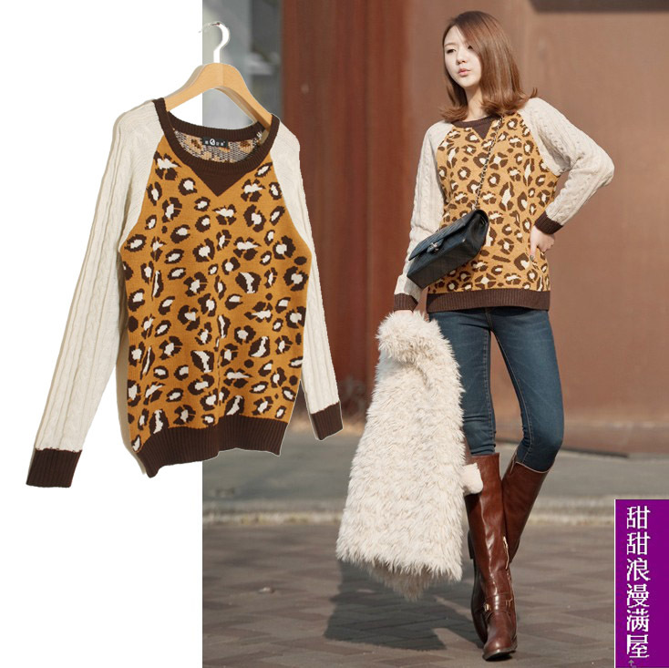 2013 autumn and winter women 2253 casual all-match fashion long-sleeve leopard print pullover sweater outerwear