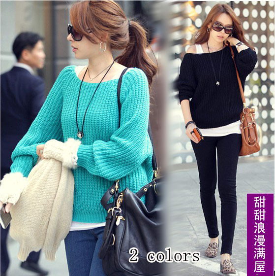 2013 autumn and winter women 25512 casual all-match loose solid color o-neck long-sleeve sweater outerwear