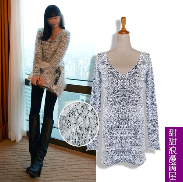 2013 autumn and winter women 29512 casual all-match medium-long thermal fleece sweater