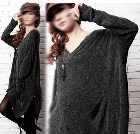 2013 autumn and winter women 459201 casual fashion loose plus size solid color sweater shirt