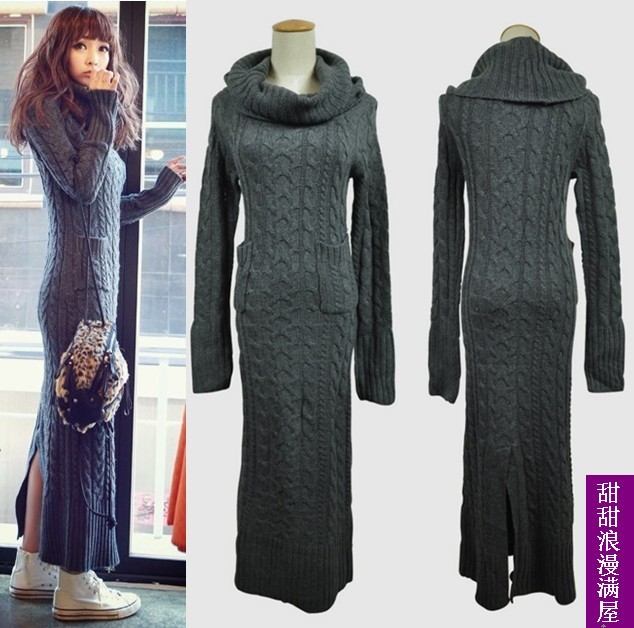 2013 autumn and winter women 845001 twisted fashion casual slim long sweater design one-piece dress