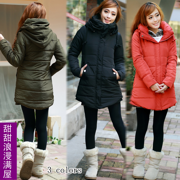 2013 autumn and winter women 898132 casual hooded thickening thermal long design wadded jacket cotton-padded jacket outerwear