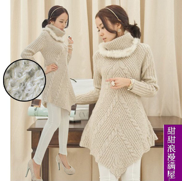 2013 autumn and winter women h6146 elegant rabbit fur turtleneck slim waist slim sweater