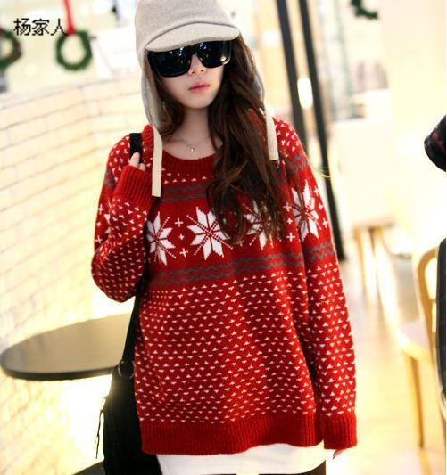 2013 autumn and winter women onta dot pattern knitted loose thermal sweater outerwear