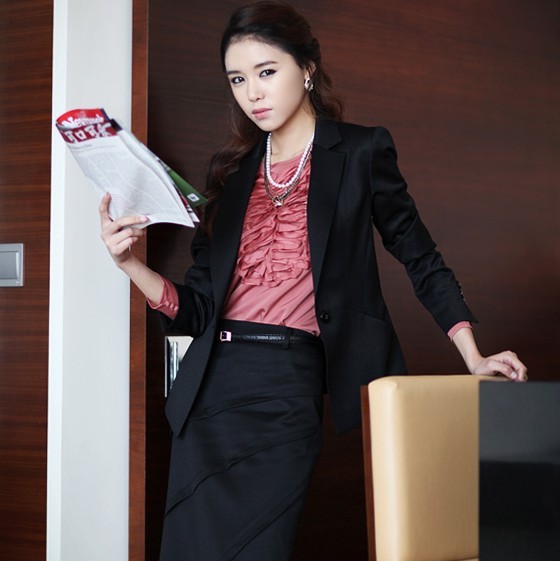 2013 autumn and winter women professional set female bust skirt suit jacket