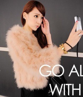 2013 autumn and winter women's new ladies big temperament imitation ostrich fur grass coat short cardigan jacket