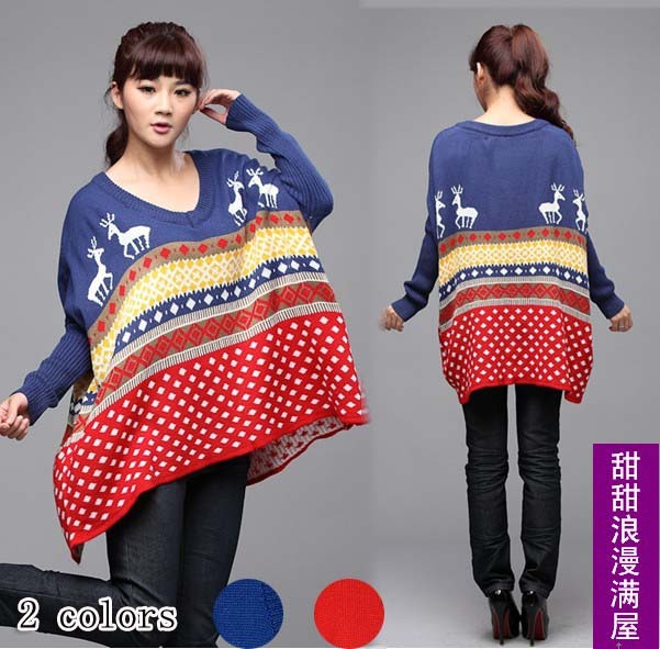 2013 autumn and winter women s811 loose plus size onta batwing sleeve thickening sweater outerwear