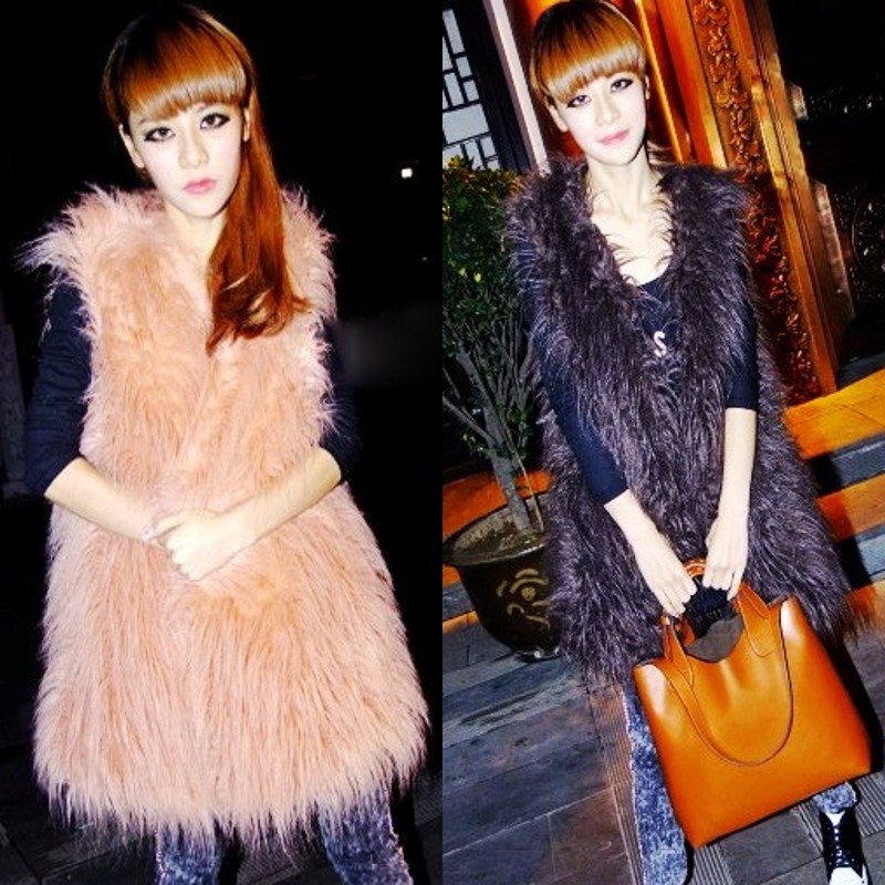 2013 autumn and winter women vest outerwear thermal fur coat solid color medium-long cashmere sweater vest