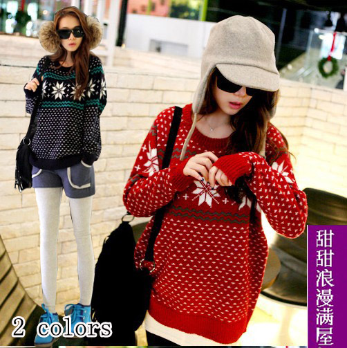 2013 autumn and winter women wave h0153 casual all-match thermal christmas sweater outerwear