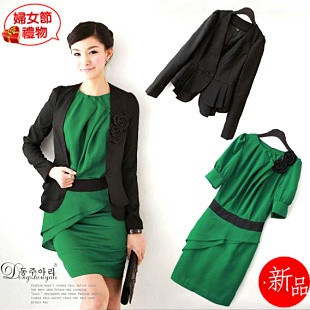 2013 autumn AYILIAN professional skirt twinset work wear skirt blazer one-piece dress