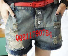 2013 autumn denim shorts female distrressed loose female shorts female overalls