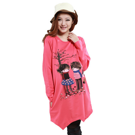 2013 Autumn maternity clothing maternity t-shirt loose cartoon version of the long design long-sleeve T-shirt