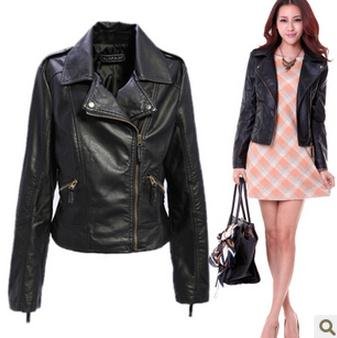 2013 autumn motorcycle leather clothing PU clothing female short design slim leather jacket women outerwear