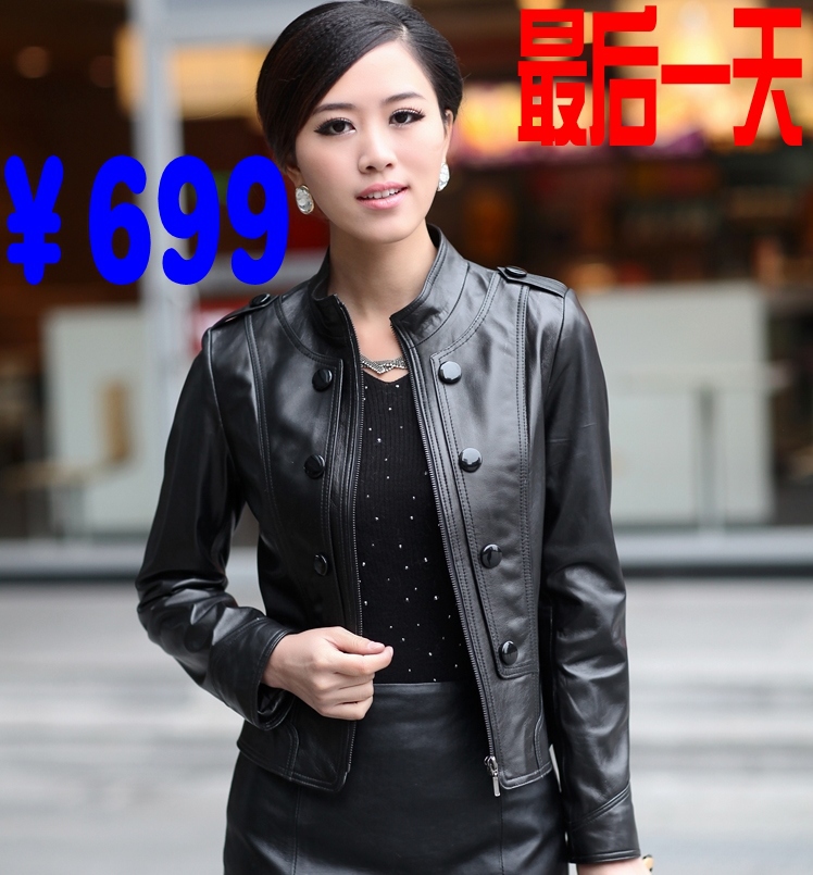 2013 autumn new arrival leather clothing female sheepskin women's short design women's genuine leather clothing female